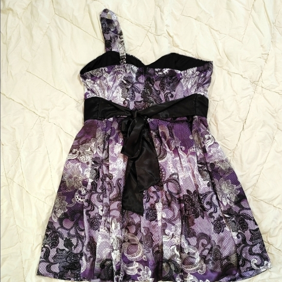 Torrid 24 Black Purple Floral Print Mini Dress - Picture 3 of 6
